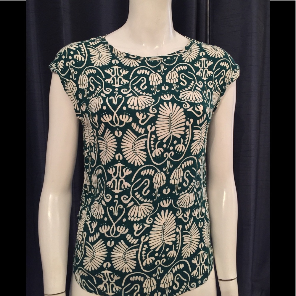 Green and white H&M blouse
